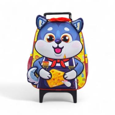 Imagem de Mochila media escolar passeio rodinha bichinho animais lobo tigre pand