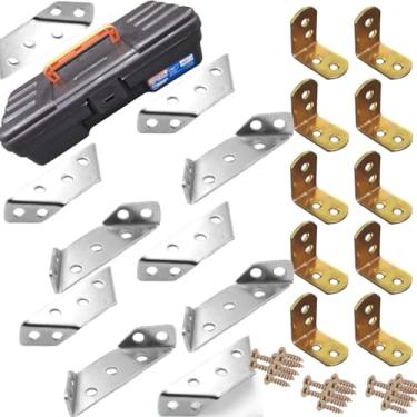 Imagem de 10 Cantoneira Inox Móveis + 10 Cantoneira 3X3+ 110 Parafusos+Maltea ferramentas