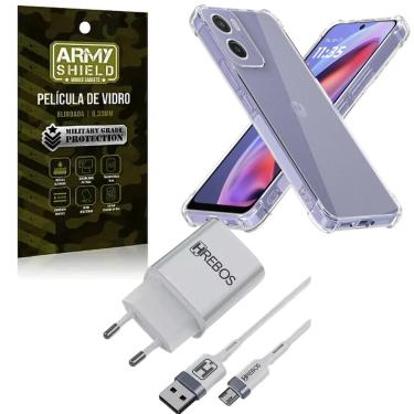 Imagem de Kit Capinha Antishock Para Moto G15 + Carregador Turbo + Pel
