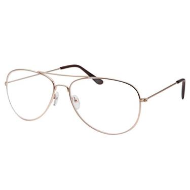 Imagem de grinderPUNCH Óculos De Sol Aviador Dourados Sem Receita Tamanho Infantil, Lentes Transparentes, Grande (6 A 12 Anos)