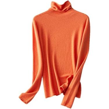 Imagem de Pulôveres De Lã Para Mulheres Com Gola Alta E Ajuste Fino Para Camisolas De Outono Inverno Básico, Coral Red, L