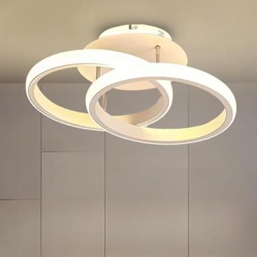 Imagem de Luminária de Teto LED Moderna 3 Cores (110V/220V) Plafon Lustre para Sala, Quarto, Cozinha, Corredor, Banheiro – Estilo Minimalista(Estilo D/Branco(110V-220V))