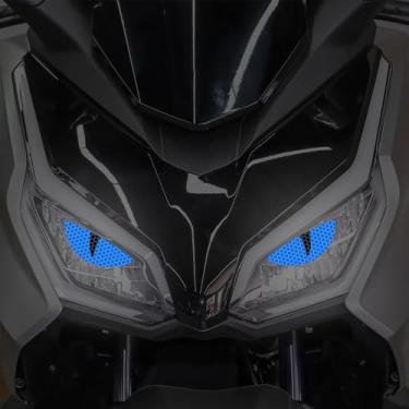 Imagem de Leniutor 2 pares de adesivos refletivos de carro, olhos de gato, decalques de semicírculo de farol de motocicleta, decalques de aviso de segurança de vinil à prova d'água para porta traseira de janela