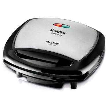 Imagem de Grill Mondial Max Premium 2 em 1 com Revestimento Antiaderente 1200W Preto/Inox 220V - G-07