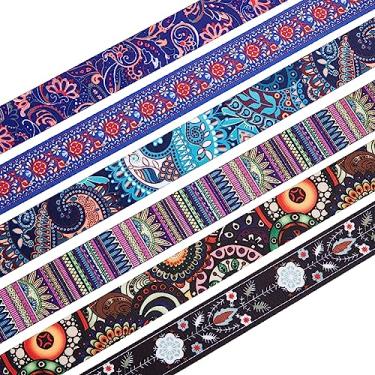 Imagem de SUPERFINDINGS 6 estilos, fita jacquard de poliéster de 12 metros de largura 38 mm de largura, estilo étnico, acabamento em tecido floral dupla face, fita tirolesa grossa para costura faça você mesmo