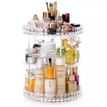 Imagem de Organizador de Cosméticos Giratório 360°,Porta Maquiagem Acrílico,Expositor de Maquiagem com 4 Bandejas Ajustáveis, Transparente Premium