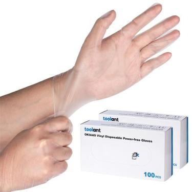 Imagem de Luvas descartáveis OKIAAS L Food Safe 200 unidades de vinil transparen