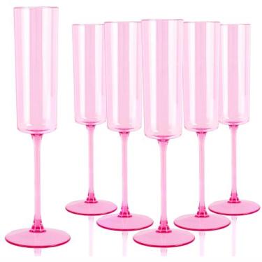 Imagem de Taças de champanhe YOUBET, pacote com 24, plástico rosa, 180 ml, quadr