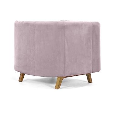Imagem de Poltrona Luminne veludo rosa base madeira
