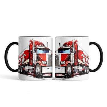 Imagem de Caneca xicara porcelana caminhão natalino Natal 25EI (preto)