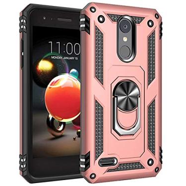 Imagem de Capa para LG Aristo 2, Capa para LG Aristo 3, anel giratório de metal 360, suporte magnético para montagem no carro, capa à prova de choque para LG Aristo 2/Aristo 3, Rose Gold