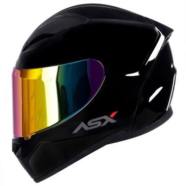 Imagem de Capacete Fechado ASX City Solid Preto Brilho com Viseira Colorida Rain