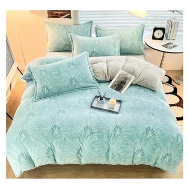 Imagem de ZDJZMGZ Jogo de edredom Queen Queen com 4 peças, macio, quente, de veludo, macio, completo (azul, Queen)