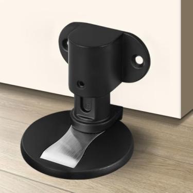 Imagem de Rolha de porta magnética invisível, rolha de porta ajustável e de piso, fácil instalação sem perfuração, protege a parede de danos (preto ajustável)