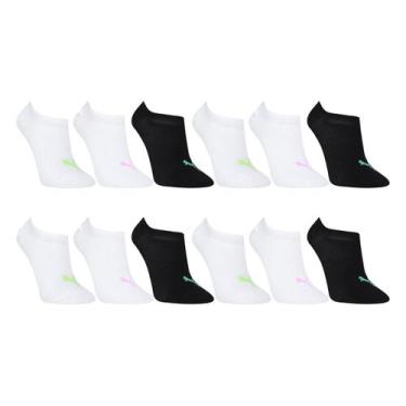 Imagem de Kit Meia Soquete Puma Invisível - 12 Pares, Preto, 34/39