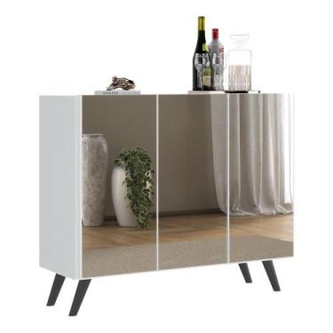 Imagem de Aparador Buffet 2 Portas Retrô Vegas V3613 Branco/Preto - VS DECOR