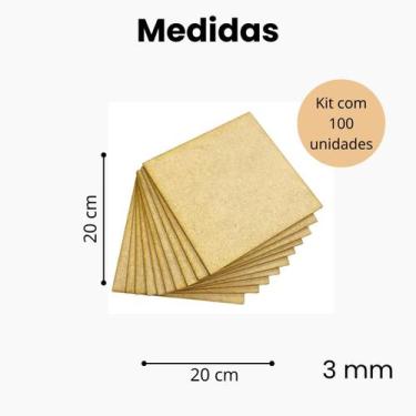 Imagem de Placa Chapa Mdf Cru 20x20 3mm kit 100 unidades - Elite Cores