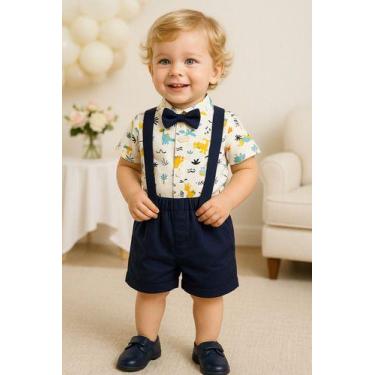 Imagem de Conjunto Infantil Menino Mauricinho Camisa Social Com Gravata Mais Sho