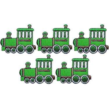 Imagem de Ranger Return Conjunto de 5 pequenos bonecos de mini trem a vapor retrô com desenho de motor para crianças, pequeno decalque decorativo reparo faça você mesmo, aplique de ferro costurado em adesivos