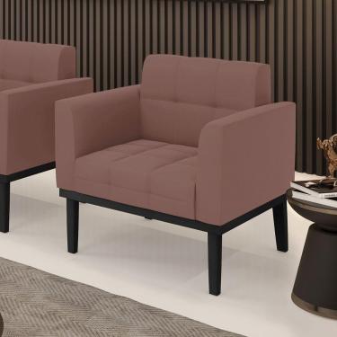 Imagem de Poltrona Decorativa Pés Fixo Em Madeira Preto Veludo Rose