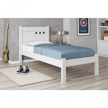 Imagem de Cama Solteiro Paola Ii Branco Com Colchão Framar Móveis