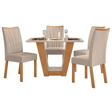 Imagem de Conjunto Mesa Apogeu 120cm Tampo Mdf/vidro 4 Cadeiras Apogeu