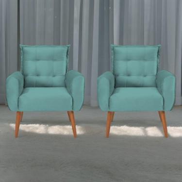 Imagem de Jogo De Poltronas Decorativas Emma Veludo Verde Menta