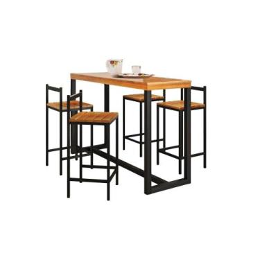 Imagem de Conjunto Balcão Mônaco 4 Banquetas Gol Decor - Tubulares Gol Decor, Ci