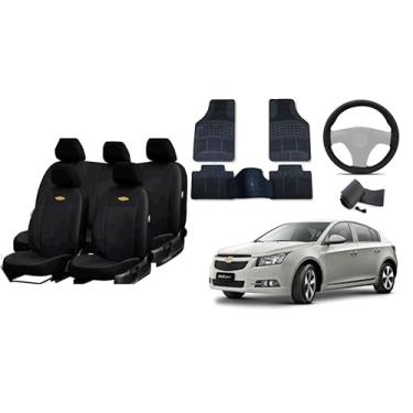 Imagem de Capa de couro + Tapete 5 peças + Capa de volante para GM cruze 13-20