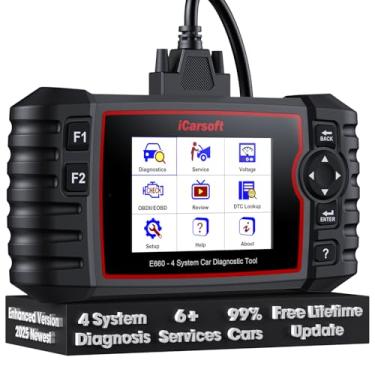 Imagem de iCarsoft E660 2025 versão 4 sistemas OBD2 scanner, leitor de código de carro de transmissão de motor ABS SRS com 6 códigos de falha transparentes de serviço de redefinição, ferramentas de verificação