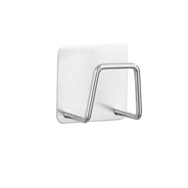 Imagem de Suporte de esponja adesivo para pia de cozinha, gancho de esfregão de aço inoxidável SUS304 acessórios suporte de armazenamento para esfregar arranhões pano de prato pano de prato esfoliante coador