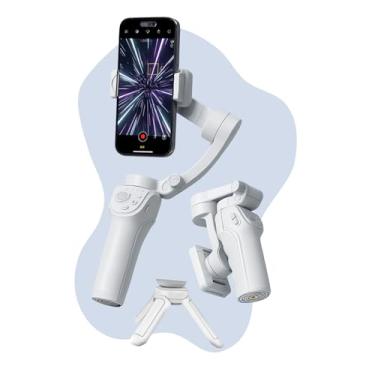 Imagem de Estabilizador Gimbal 3 Eixos para Celular com Tripé Articulado, Bluetooth e Luz Integrada – Vídeos Estáveis, Portátil – Compatível iOS e Android