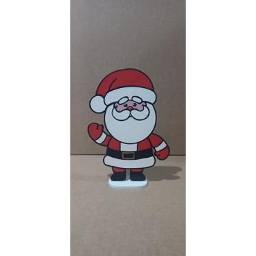 Imagem de Decoração Natalina em MDF, Papai Noel para Mesa, Branco e Vermelho, Espessura 6mm, Estilo Festivo
