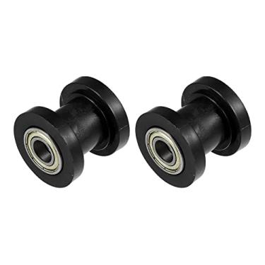 Imagem de X AUTOHAUX 2 peças 10 mm Corrente de acionamento polia de ajuste de corrente tensor guia de roda de borracha para bicicleta de rua, motocicleta, quadriciclos, preto