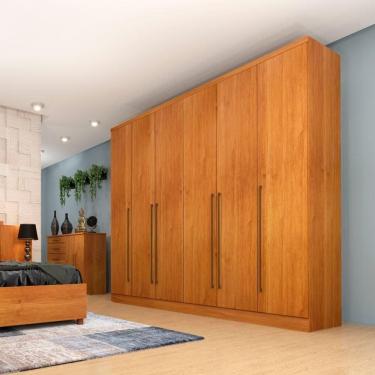 Imagem de Guarda Roupa Sevilla Casal 6 Portas 8 Gavetas Tcil Cor:cinamomo