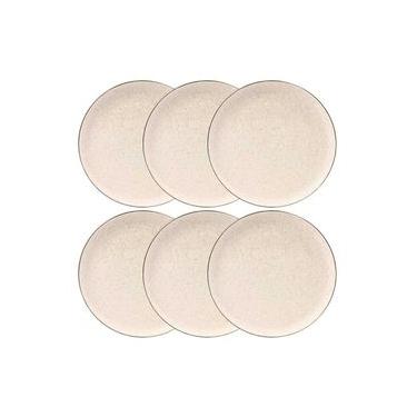 Imagem de Jogo 6 Pratos Rasos Cerâmica Oxford Flat Duna 26 Cm: Minimalista