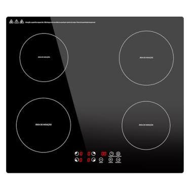 Imagem de Cooktop de Indução 4 bocas Dual Freezone 2000 W, 9 níveis de potência, trava para crianças,220V
