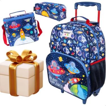 Imagem de Mochila Infantil Escolar Scooby-Doo com Rodinha Lancheira Estojo Kit Completo para Organização de Materiais Escolares Menino 6 7 8 anos (Scooby-Doo)