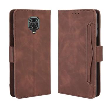 Imagem de Capa para XIAOMI Redmi Note 9S,Retro magnético Flip Case,Design de carteira de couro PU com slots de cartão removíveis -Brown