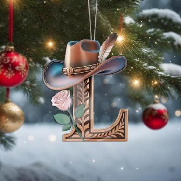 Imagem de Enfeites de Natal A-Z Cristal Pendurado, Letra L, Enfeites de árvore de Natal feitos à mão, decoração de carro e casa - Presentes de Natal, decoração de artesanato em acrílico, ideias de troca de