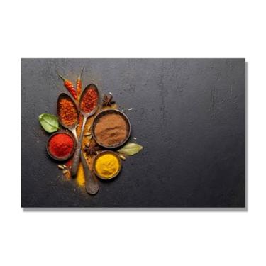 Imagem de NHLDZYH Tela decorativa cozinha, arte vintage especiarias coloridas, arte de parede quadros para sala de estar quarto cozinha. B10. 60 x 90 cm Apenas tela