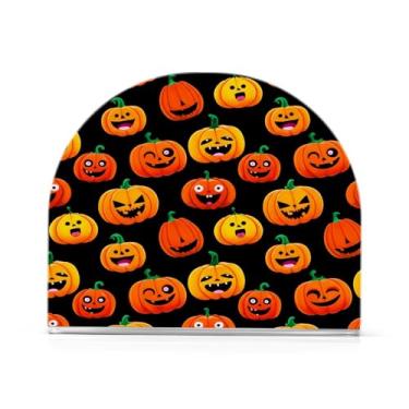 Imagem de JUZIHAI Porta-guardanapos de Halloween Happy Lanterns para mesa Dispensador de guardanapos de acrílico para mesa Suporte de lenços independente para cozinha sala de jantar bar festa decoração de casa
