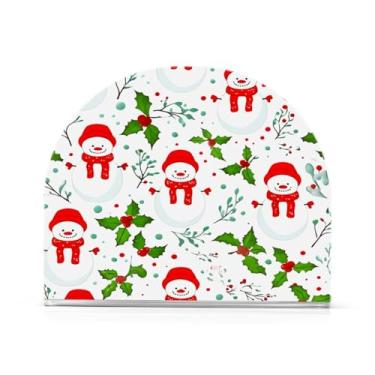 Imagem de JUZIHAI Porta-guardanapos para mesa, boneco de neve de Natal, boneco de neve, dispensador de guardanapo de acrílico, suporte de lenços de mesa independente para cozinha, jantar, bar, festa, decoração