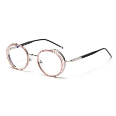 Imagem de JRLLFD Óculos de sol oval retrô masculino metal feminino armação redonda (c3)