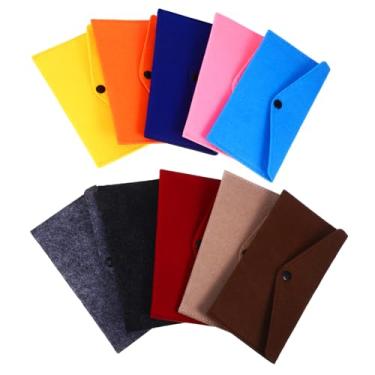 Imagem de NOLITOY 10 bolsas de armazenamento de feltro com fecho de botão de pressão, envelopes portáteis de armazenamento de telefone para fones de ouvido e acessórios pequenos, design compacto para viagens e