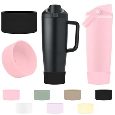 Imagem de TQONEP 2 peças de bota de silicone para Owala 850 g e 1,134 g FreeSip Sway garrafas e copos, capa protetora antiderrapante para Owala (preto + rosa)