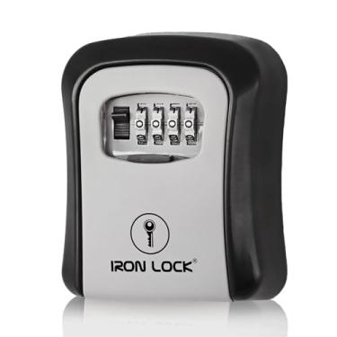 Imagem de Iron Lock® SEGURANÇA - Suporte de parede para chaves Combinação de 4 dígitos com código reinicializável com interruptor B interno externo à prova d'água para chaves de casa sobressalentes Capacidade 5