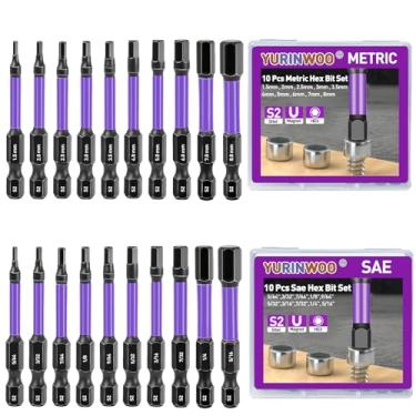 Imagem de Conjunto de brocas Allen de cabeça hexagonal de 20 peças (métrico e SAE), liga de aço S2, pontas usinadas CNC com magnetismo (50 mm-20 peças (métrico e SAE))
