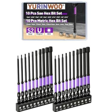 Imagem de Conjunto de brocas Allen de cabeça hexagonal de 20 peças (métrico e SAE), liga de aço S2, pontas usinadas CNC com magnetismo (100 mm-20 peças (métrico e SAE))
