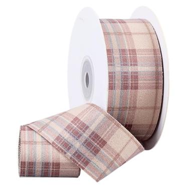 Imagem de FINGERINSPIRE Fita de veludo com fio de 10 metros com xadrez reversível de 3,8 cm de largura de poliéster camelo tartan xadrez fitas de Natal para embrulho de presente de artesanato de árvore de Natal